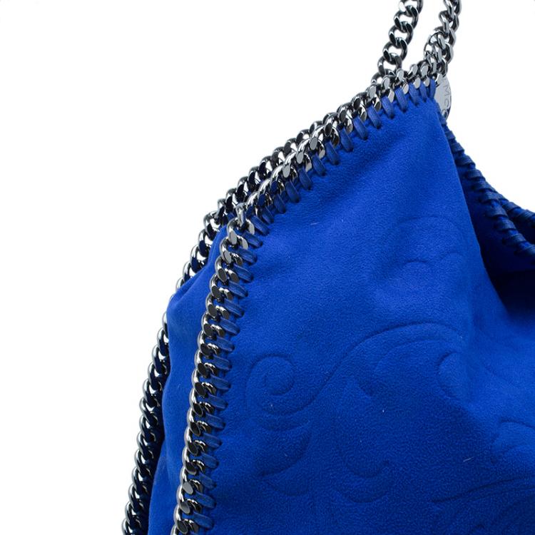 Pre Owned Stella McCartney Blue Suede Falabella Embossed Faux Shoulder Bag