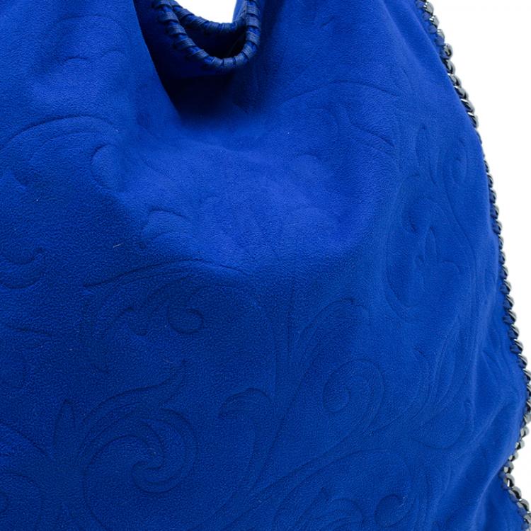 Pre Owned Stella McCartney Blue Suede Falabella Embossed Faux Shoulder Bag