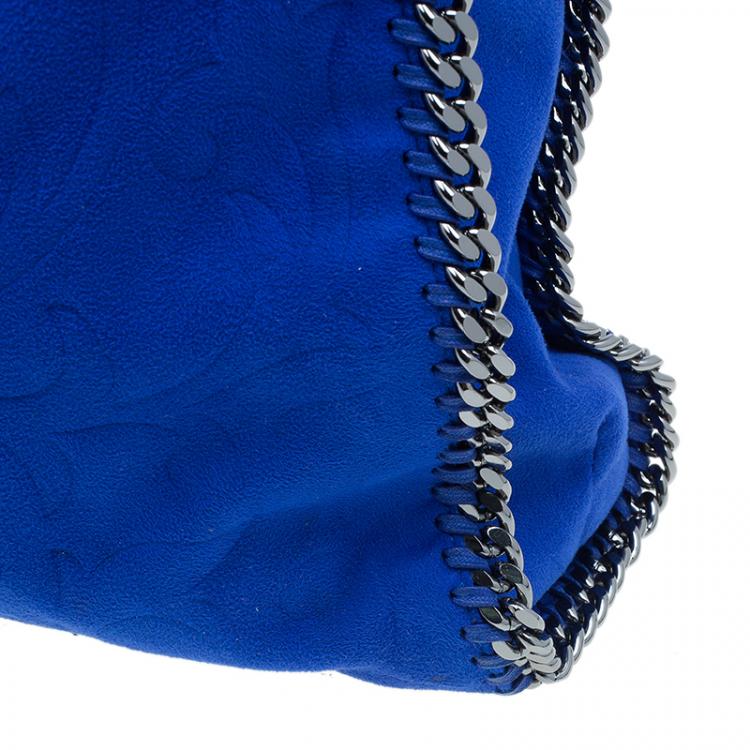 Pre Owned Stella McCartney Blue Suede Falabella Embossed Faux Shoulder Bag