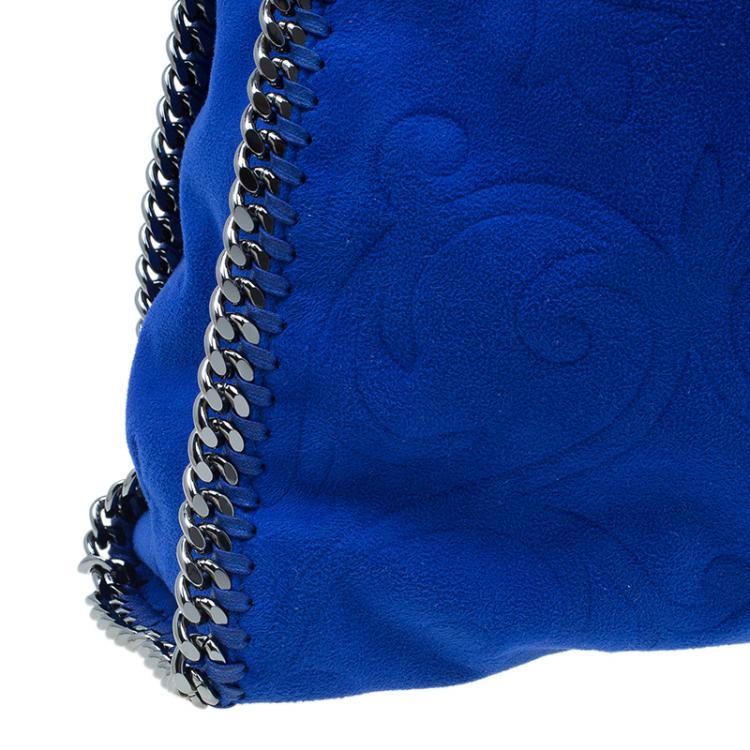 Pre Owned Stella McCartney Blue Suede Falabella Embossed Faux Shoulder Bag