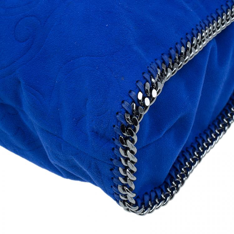 Pre Owned Stella McCartney Blue Suede Falabella Embossed Faux Shoulder Bag