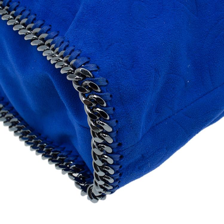 Pre Owned Stella McCartney Blue Suede Falabella Embossed Faux Shoulder Bag