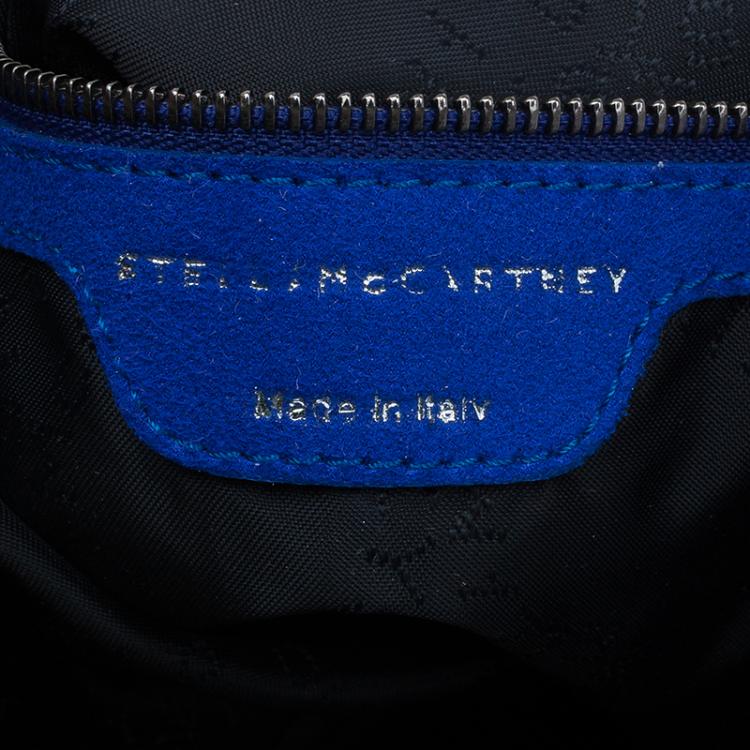 Pre Owned Stella McCartney Blue Suede Falabella Embossed Faux Shoulder Bag