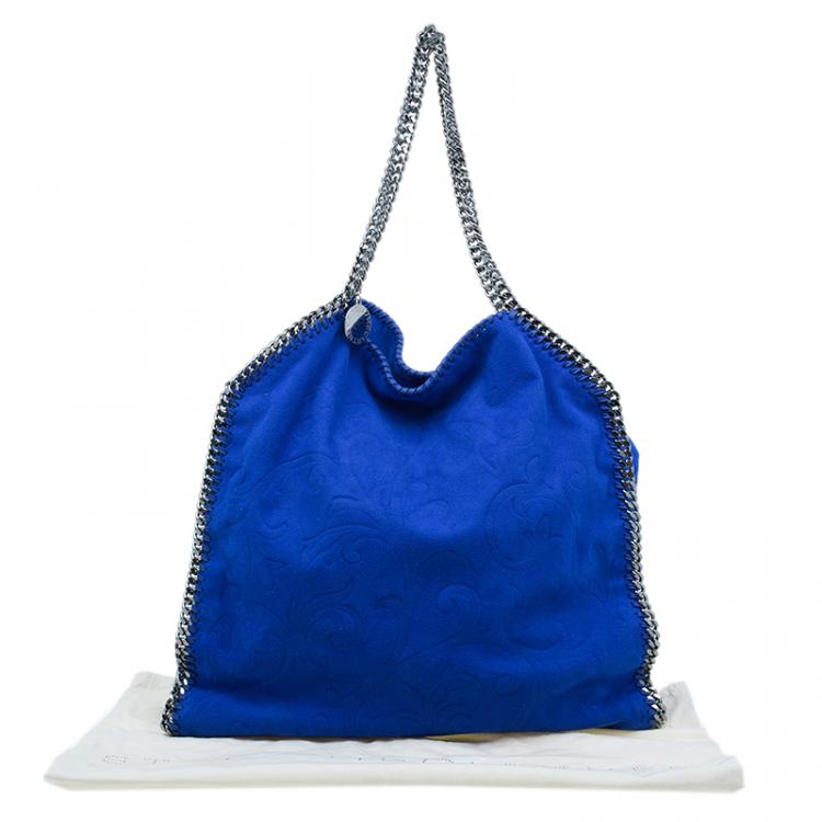 Pre Owned Stella McCartney Blue Suede Falabella Embossed Faux Shoulder Bag