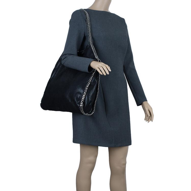 Pre Owned Stella McCartney Black Faux Suede Falabella Shoulder Bag
