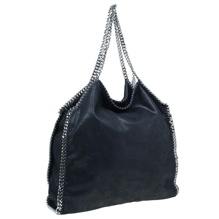 Pre Owned Stella McCartney Black Faux Suede Falabella Shoulder Bag
