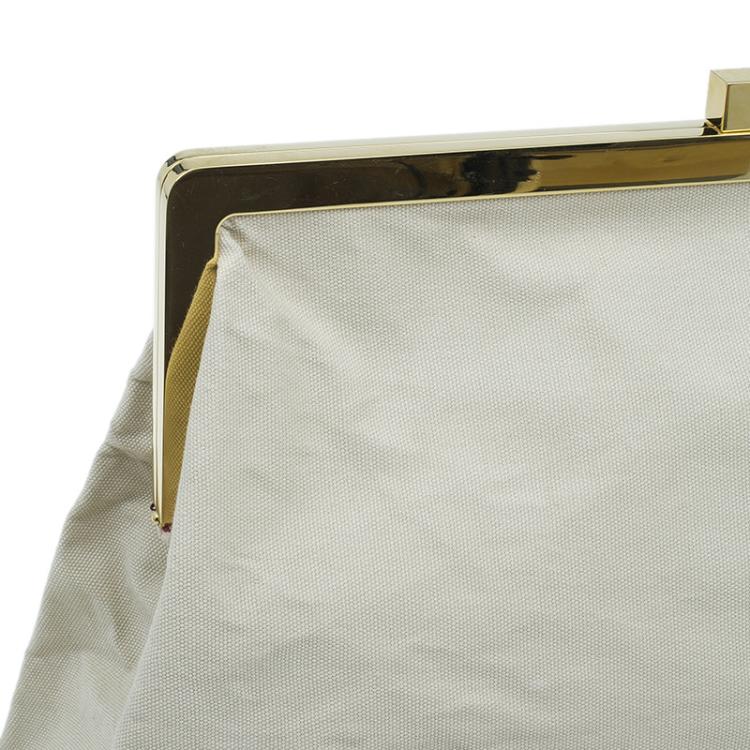 Pre Owned Stella McCartney Beige Canvas Oversized Daisy Clutch