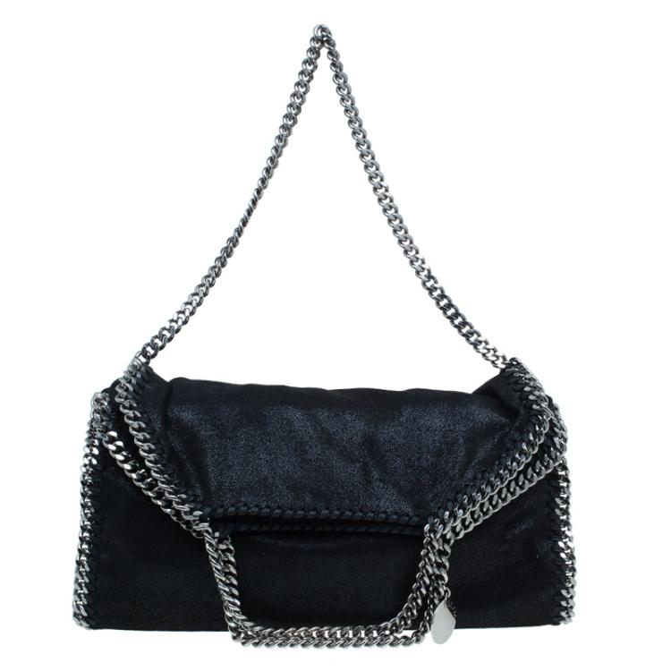 Pre Owned Stella McCartney Black Faux Leather Small Falabella Zipper Tote