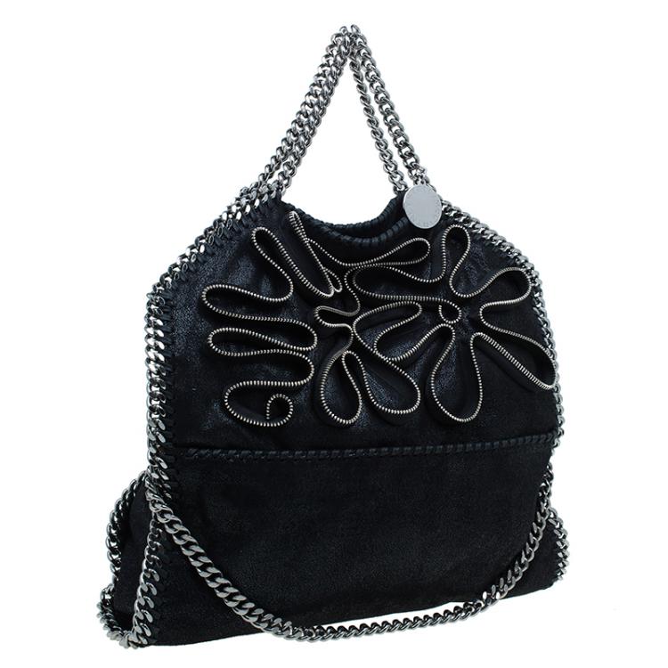 Pre Owned Stella McCartney Black Faux Leather Small Falabella Zipper Tote