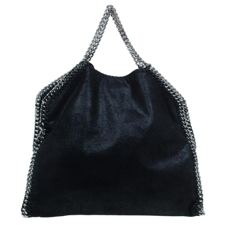 Pre Owned Stella McCartney Black Faux Leather Small Falabella Zipper Tote