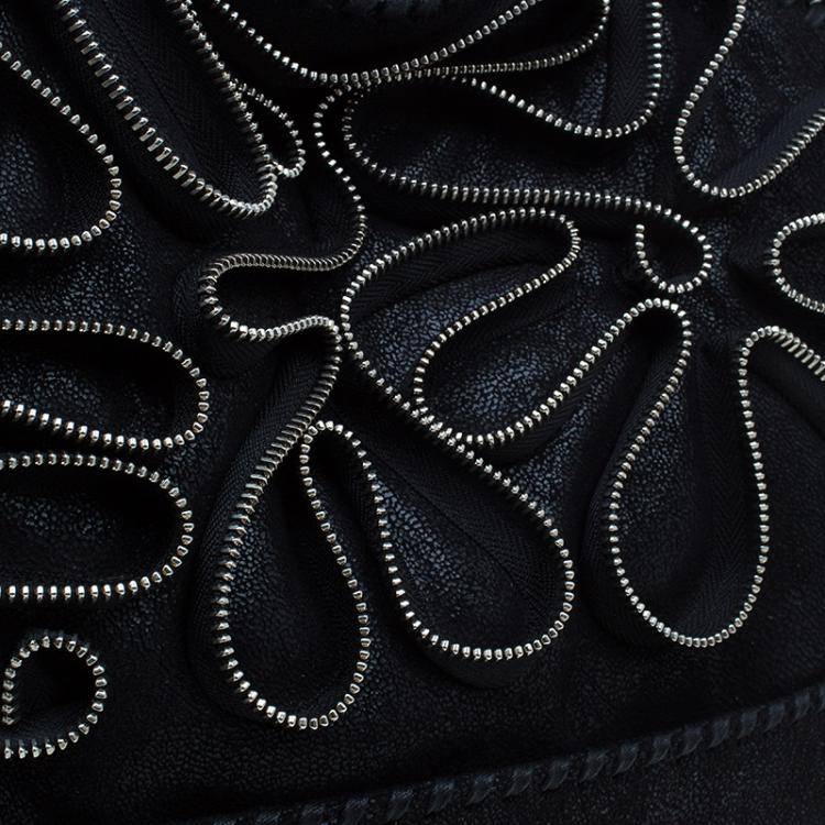 Pre Owned Stella McCartney Black Faux Leather Small Falabella Zipper Tote