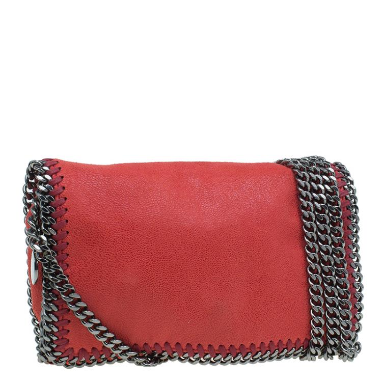 Pre Owned Stella McCartney Red Faux Leather Falabella Crossbody Bag