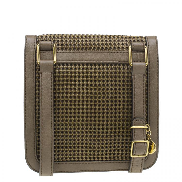 Pre Owned Stella McCartney Brown Woven Faux Leather Dawn Crossbody Bag