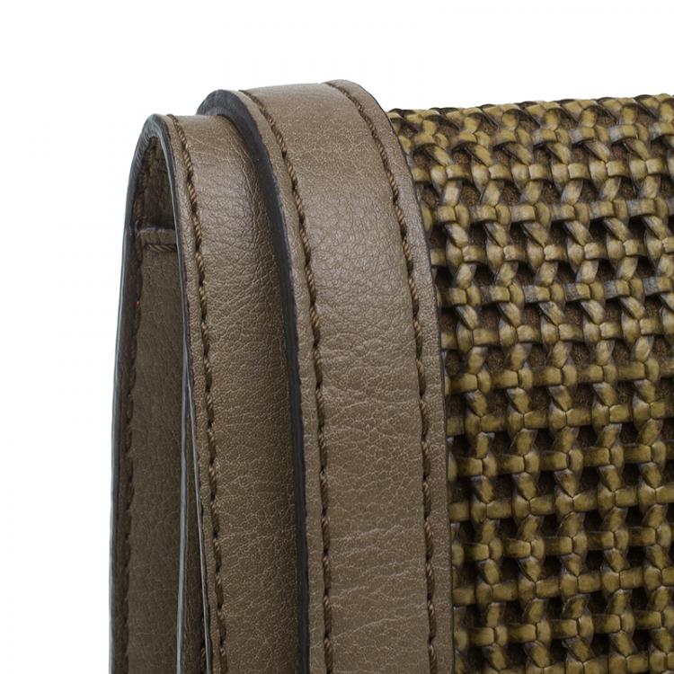 Pre Owned Stella McCartney Brown Woven Faux Leather Dawn Crossbody Bag