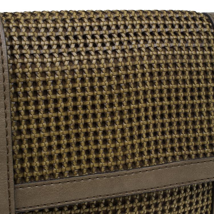 Pre Owned Stella McCartney Brown Woven Faux Leather Dawn Crossbody Bag