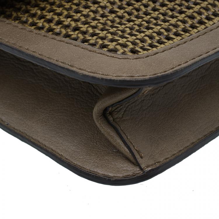 Pre Owned Stella McCartney Brown Woven Faux Leather Dawn Crossbody Bag
