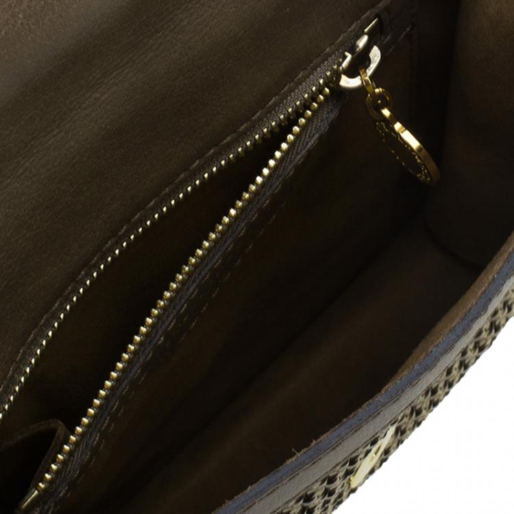 Pre Owned Stella McCartney Brown Woven Faux Leather Dawn Crossbody Bag