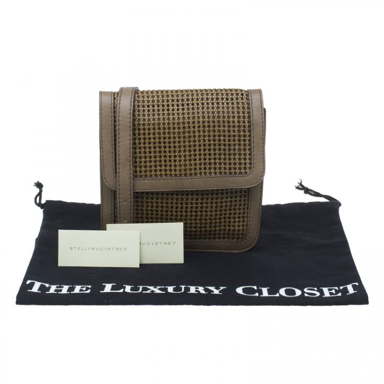 Pre Owned Stella McCartney Brown Woven Faux Leather Dawn Crossbody Bag