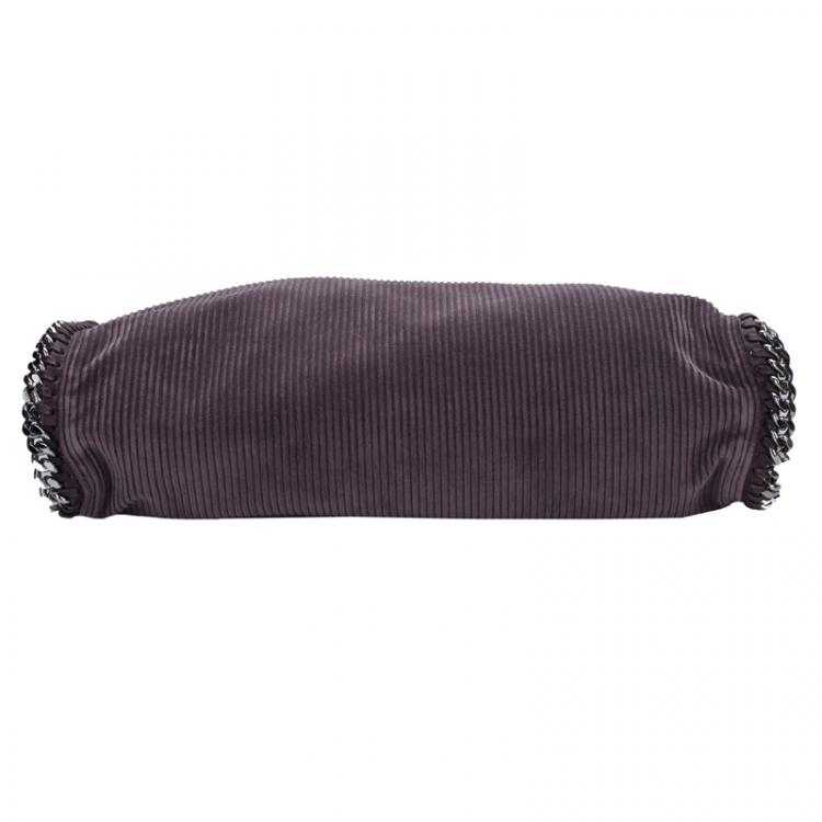 Pre Owned Stella McCartney Dark Purple Corduroy Falabella Fold Over Tote
