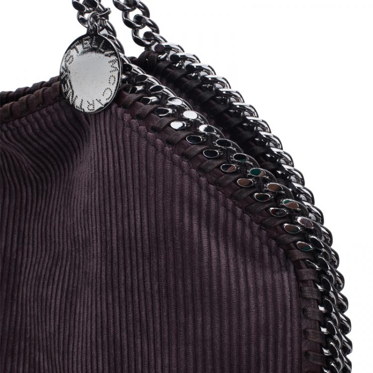 Pre Owned Stella McCartney Dark Purple Corduroy Falabella Fold Over Tote