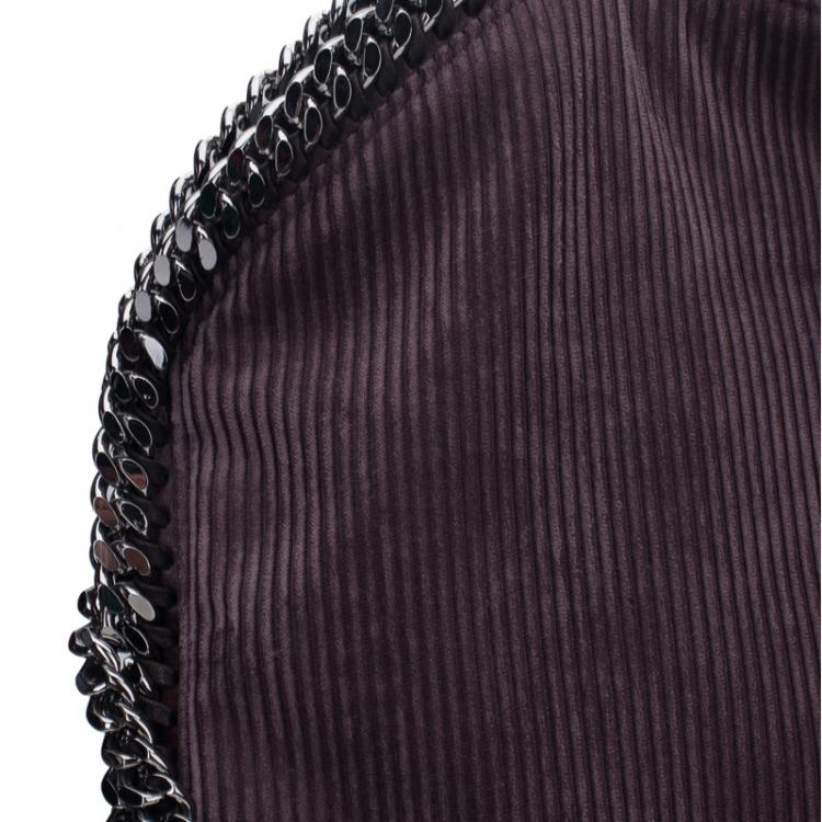 Pre Owned Stella McCartney Dark Purple Corduroy Falabella Fold Over Tote