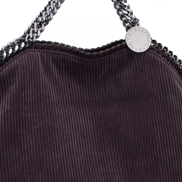 Pre Owned Stella McCartney Dark Purple Corduroy Falabella Fold Over Tote