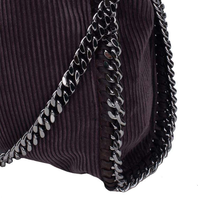 Pre Owned Stella McCartney Dark Purple Corduroy Falabella Fold Over Tote