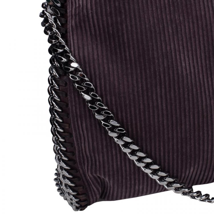 Pre Owned Stella McCartney Dark Purple Corduroy Falabella Fold Over Tote