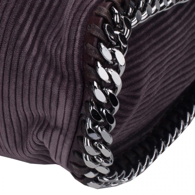 Pre Owned Stella McCartney Dark Purple Corduroy Falabella Fold Over Tote