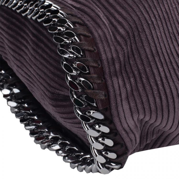 Pre Owned Stella McCartney Dark Purple Corduroy Falabella Fold Over Tote
