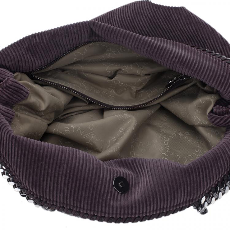 Pre Owned Stella McCartney Dark Purple Corduroy Falabella Fold Over Tote