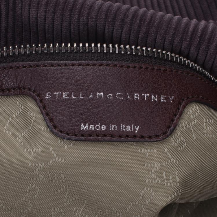 Pre Owned Stella McCartney Dark Purple Corduroy Falabella Fold Over Tote