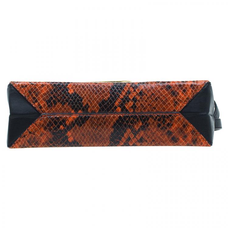 Pre Owned Stella McCartney Orange Faux Python Mini Beckett Crossbody Bag