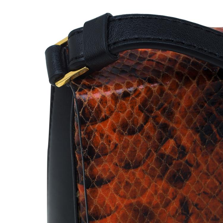 Pre Owned Stella McCartney Orange Faux Python Mini Beckett Crossbody Bag