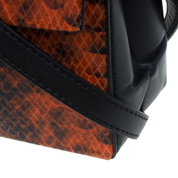 Pre Owned Stella McCartney Orange Faux Python Mini Beckett Crossbody Bag