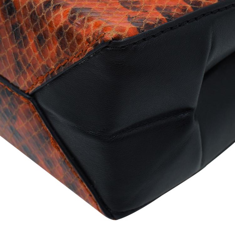 Pre Owned Stella McCartney Orange Faux Python Mini Beckett Crossbody Bag