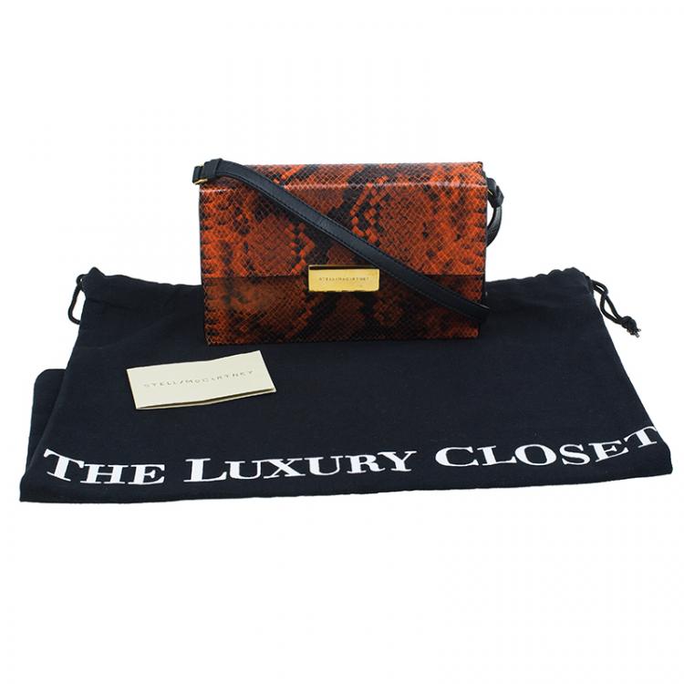 Pre Owned Stella McCartney Orange Faux Python Mini Beckett Crossbody Bag