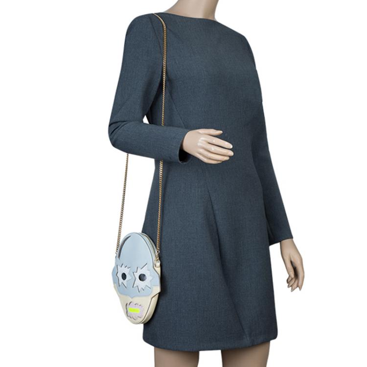 Pre Owned Stella McCartney Powder Blue/Yellow Faux Leather Superstellaheros Crossbody Bag