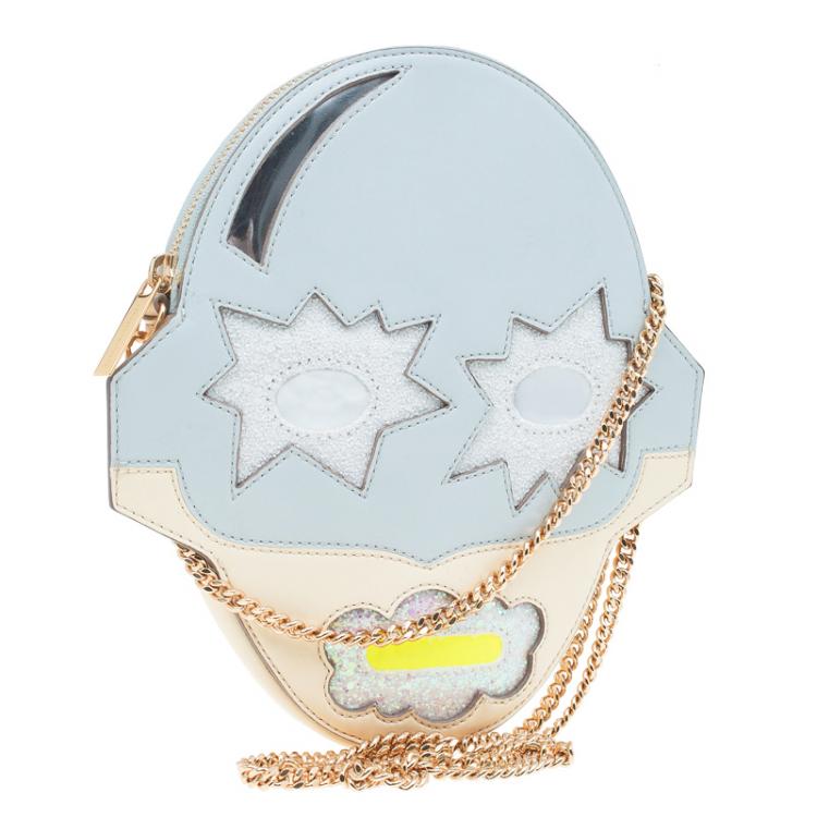 Pre Owned Stella McCartney Powder Blue/Yellow Faux Leather Superstellaheros Crossbody Bag