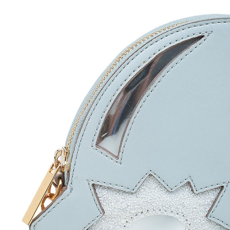 Pre Owned Stella McCartney Powder Blue/Yellow Faux Leather Superstellaheros Crossbody Bag