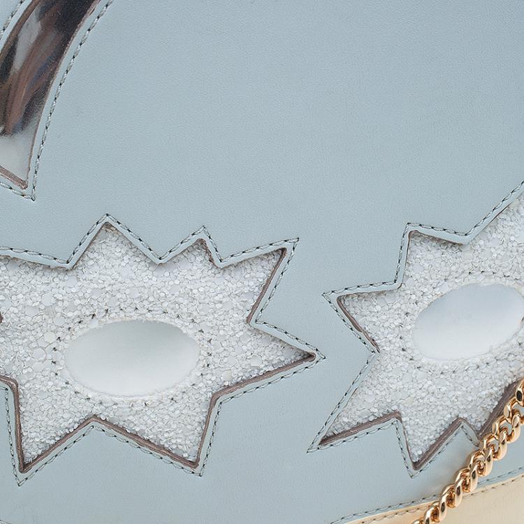 Pre Owned Stella McCartney Powder Blue/Yellow Faux Leather Superstellaheros Crossbody Bag