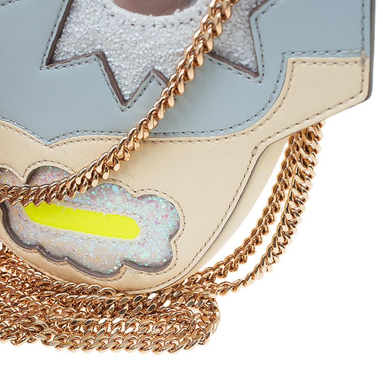 Pre Owned Stella McCartney Powder Blue/Yellow Faux Leather Superstellaheros Crossbody Bag