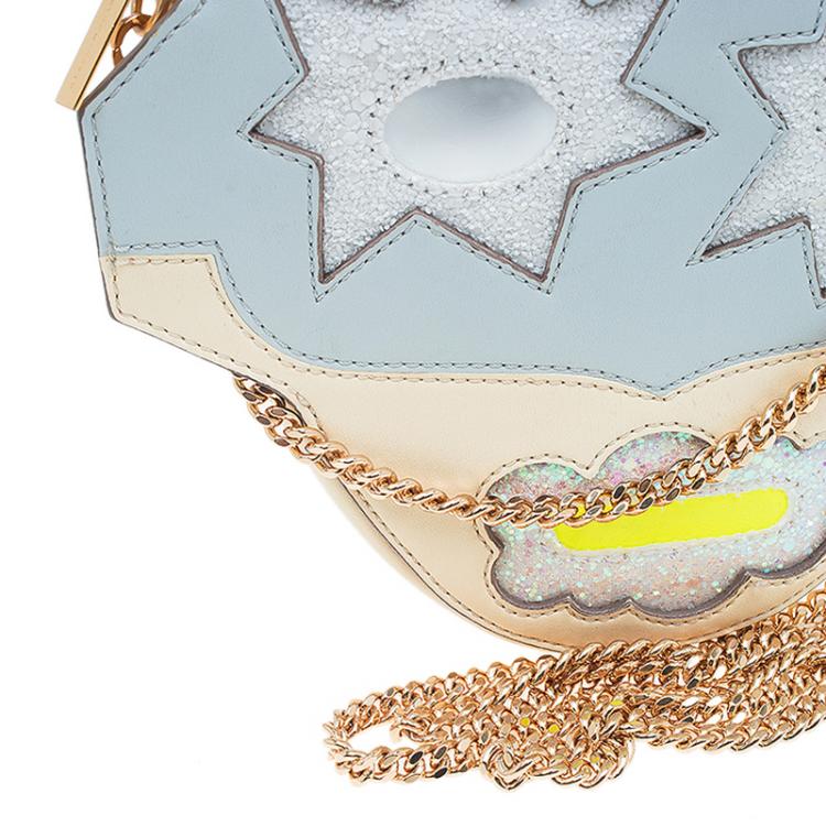 Pre Owned Stella McCartney Powder Blue/Yellow Faux Leather Superstellaheros Crossbody Bag