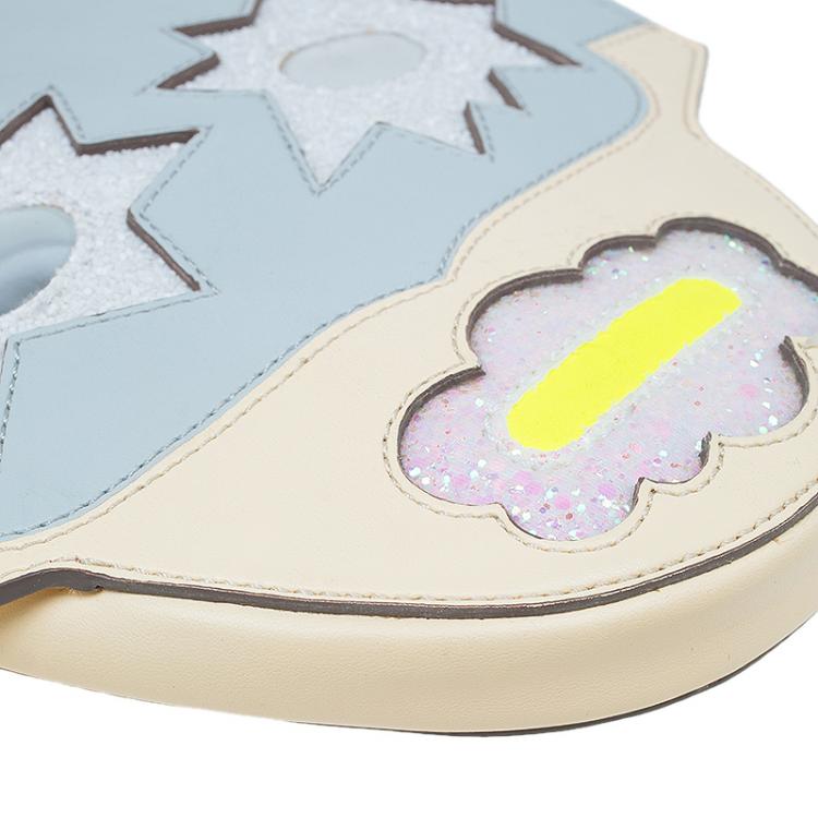 Pre Owned Stella McCartney Powder Blue/Yellow Faux Leather Superstellaheros Crossbody Bag