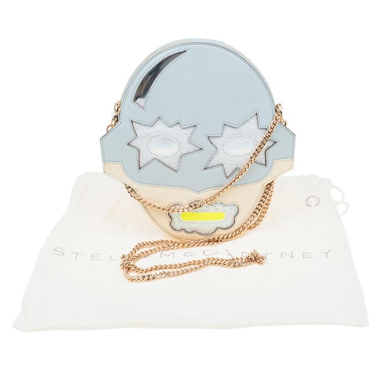 Pre Owned Stella McCartney Powder Blue/Yellow Faux Leather Superstellaheros Crossbody Bag