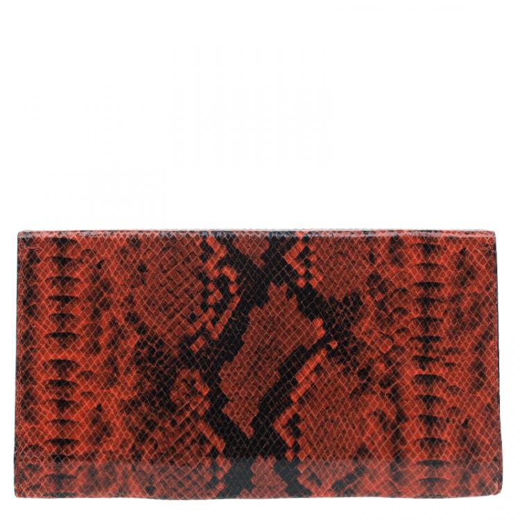 مملوكة مسبقًا Stella McCartney Orange Alter Faux Python Beckett Clutch