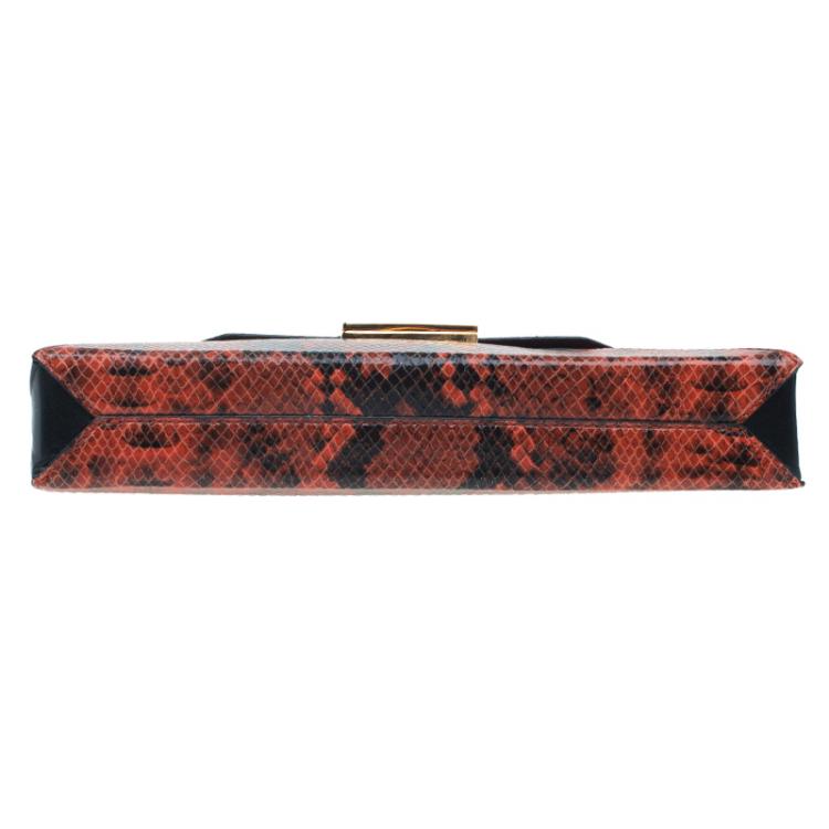 مملوكة مسبقًا Stella McCartney Orange Alter Faux Python Beckett Clutch