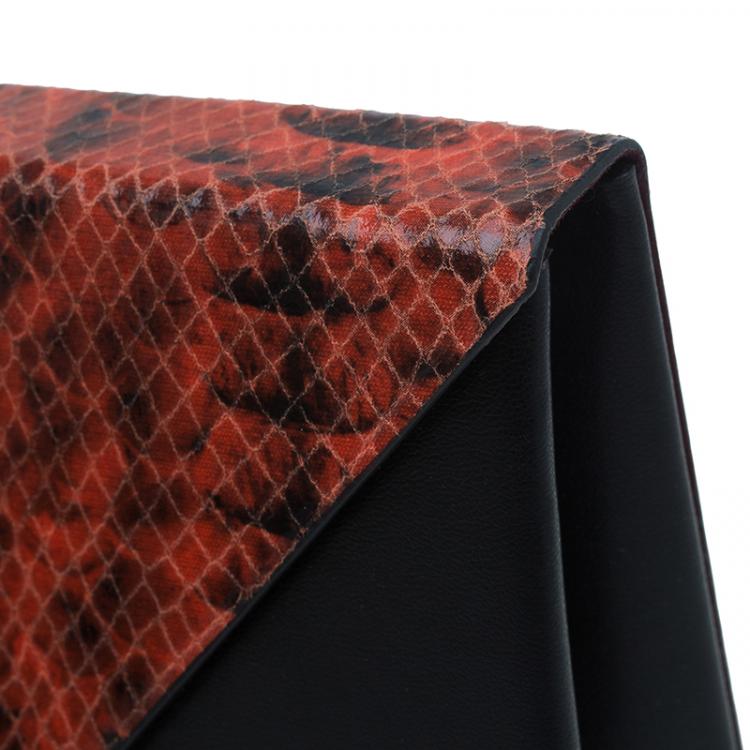 مملوكة مسبقًا Stella McCartney Orange Alter Faux Python Beckett Clutch