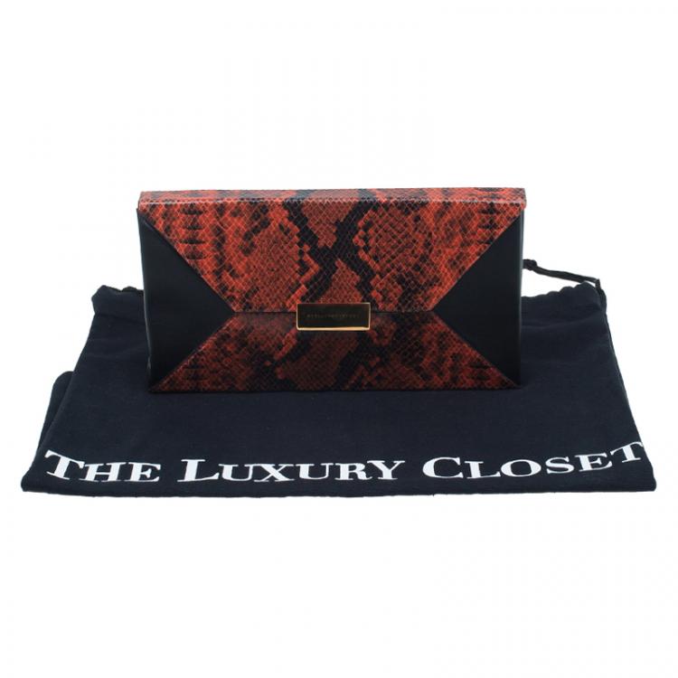 مملوكة مسبقًا Stella McCartney Orange Alter Faux Python Beckett Clutch