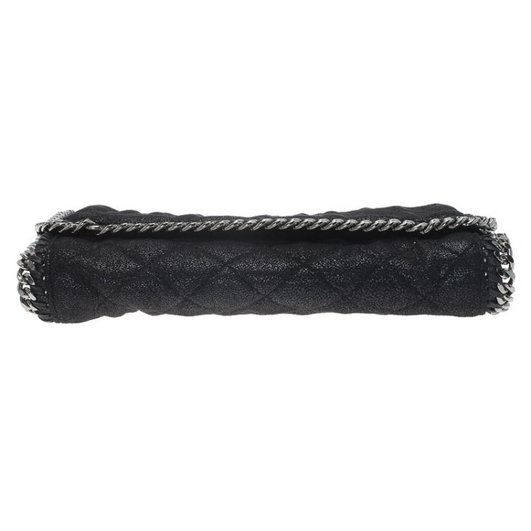 Pre Owned Stella McCartney Black Quilted Faux Leather Falabella Shaggy Deer Flap Bag